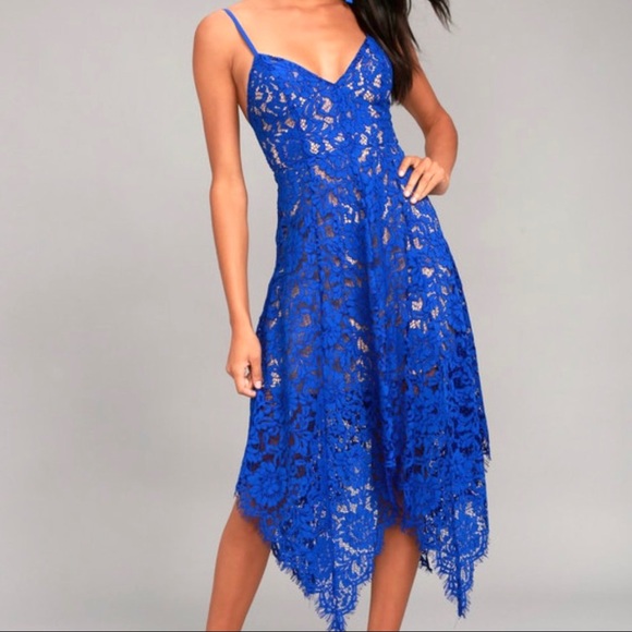 Lulus Dresses & Skirts - Lulu’s • Royal Blue One Wish Lace Midi Dress (Med)